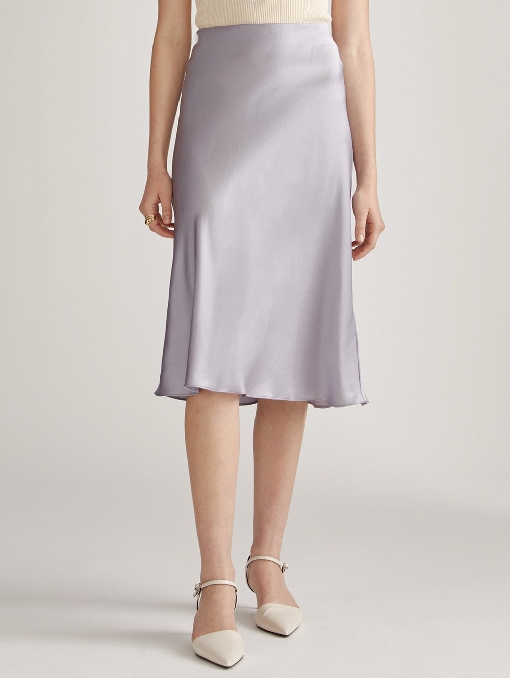 100% Washable Silk Skirt, Quince, Grey Lilac, size small